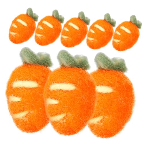 VILLCASE Easter Craft Kit 8pcs Plush Carrot Hat Gloves Felted Wool Balls for Decor