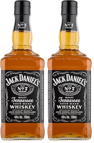 Jack Daniel's Tennessee Whiskey Old No.7, Pack Silueta, Whiskey Suave e Intenso al Paladar, 40% Vol. Alcohol, 700ml (Paquete de 2)