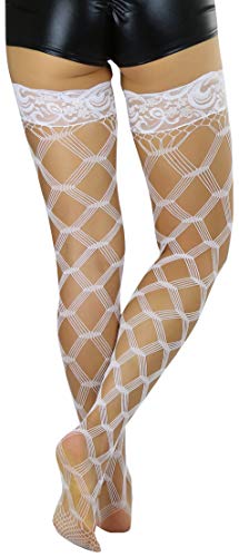 Image of ToBeInStyle Women's Multi-Strand Large Diamond Fence Net Thigh High Stockings