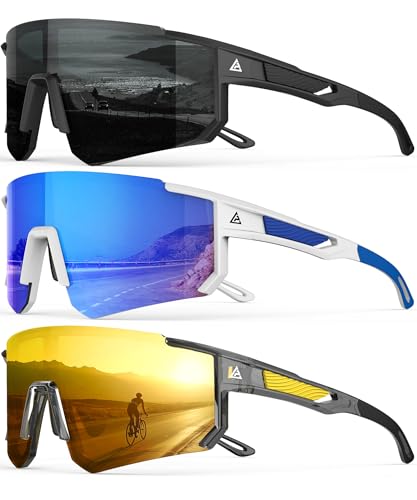 Image of Polarized Sports Sunglasses for Men Women, UV400 Protection Mens Sunglasses Wrap Around Sun Glasses for Cycling Running