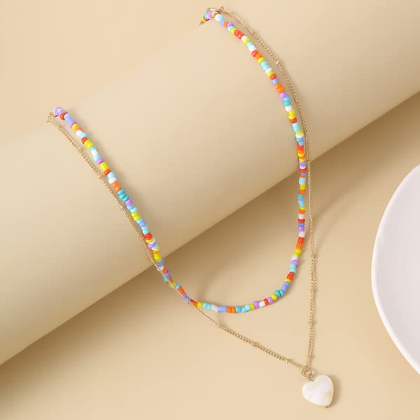 Combinato Boho hippie perline girocollo collana oro e conchiglia riso cavigliera colorata per le donne regalo per il suo regalo di Natale