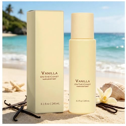 OFOBES Vanilla Beach Fragrance Spray Vanilla on the Hair and Body Mist - Long Lasting Fragrance Spray Natural & Vegan Beach Scent for Women Alcohol-Free 8.1floz(1pc)