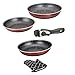 Herzberg Batterie de cuisine - lot de casserole induction - set casserole et poele tous feux - set de cuisine de 5 éléments avec poêles revêtement marbre et poignée amovible HG-8052 BR