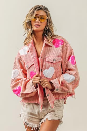 Women Christmas Washed Corduroy Jacket Women's Sequin Santa Cropped Coat for the Holidays2