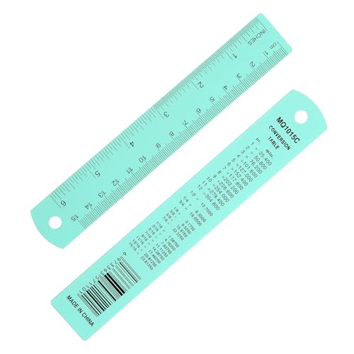 PATIKIL Regla Metálica De 15cm/6 Pulgadas, Regla De Aleación De Aluminio Con Pulgadas Y Centímetros Para Medición Precisa En Oficina E Ingeniería, Azul Claro