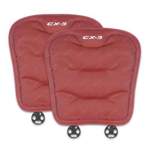 マツダ CX-3 カークッション 車 シートカバー レザー 防水 防汚 カーシート クッション CX-3 DK系 CX3 2015.2〜現行 トハイエンド 運転 腰枕 背もたれ 通気性 運転席 助手席 後部座席 車 座布団 四季汎用 柔らかい(レッド,2個