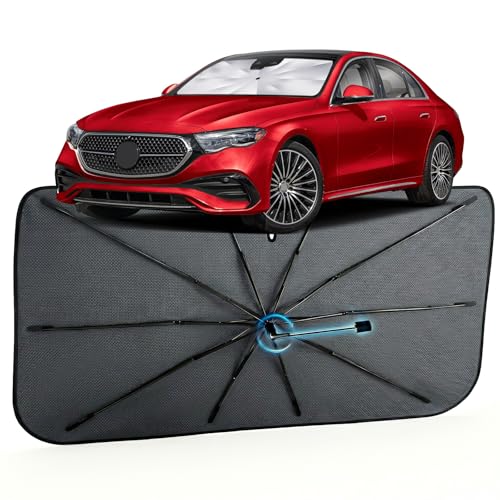 Image of Car Windshield Sun Shade for Benz E-Class 2016-2026 -[Reflective Coated Fabric] Sunshade Umbrella for Front Window, Car Shades Sun Visor Keep Car Cool and Protects Interior, 1:1 Exact Fit