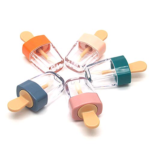 Lvyuanda 6ml Ice Cream Shape Transparent Mini Lip Gloss Tube Empty Lip Balm Container With Lid Rubber Inserts Lipstick Samples Dispenser Bottle Random Color