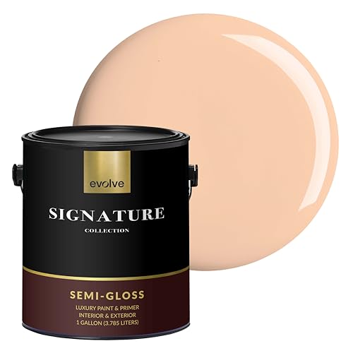 EVOLVE Signature Collection Luxury Interior Paint & Primer, Semi-gloss Sheen (Exotic Peach), 1 Gallon – Premium One-Coat Coverage, Low VOC, Low Odor, Washable Finish for Walls, Ceilings & Trim
