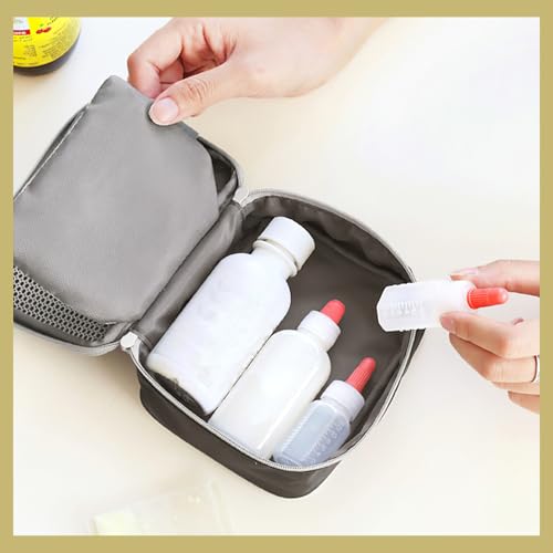 Medikamententasche, Tragbare Mini Notfalltasche, Kleine Medikamententasche, Reiseapotheke Tasche, Medikament Tasche Tragetasche, Tragbar Medizin Aufbewahrungstasche für Home Office Reisen (Grau)