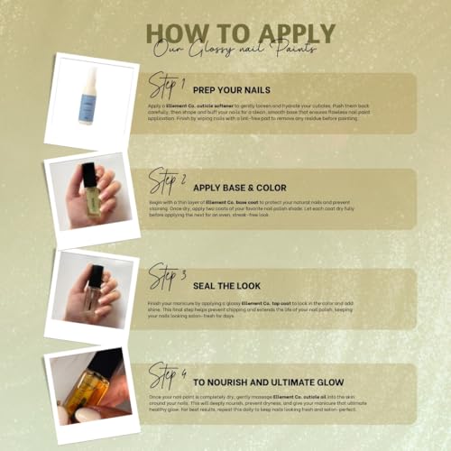 Image of Ellement Co Emerald Elegance Nail Paint for Women 10 ML | Metallic Green Gold Nail Colour | High Gloss Long Lasting Polish | Quick Dry Smooth Application | Chip Resistant Formula with Salon Like Finish | Vegan, Non-Toxic for Party & Festive