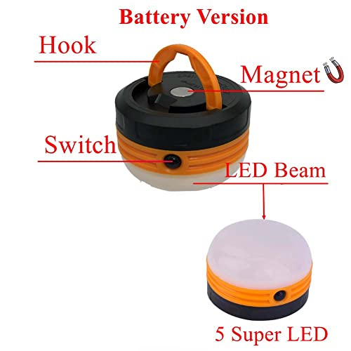 Led Portable Camping Lantern Mini Size With Aluminium Hook Aa Battery 3 Mode Waterproof Tent Lamp Outdoor #TOP3