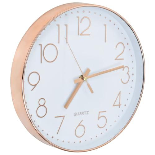 Horloge murale 30 cm or rose design pour salon moderne - 4