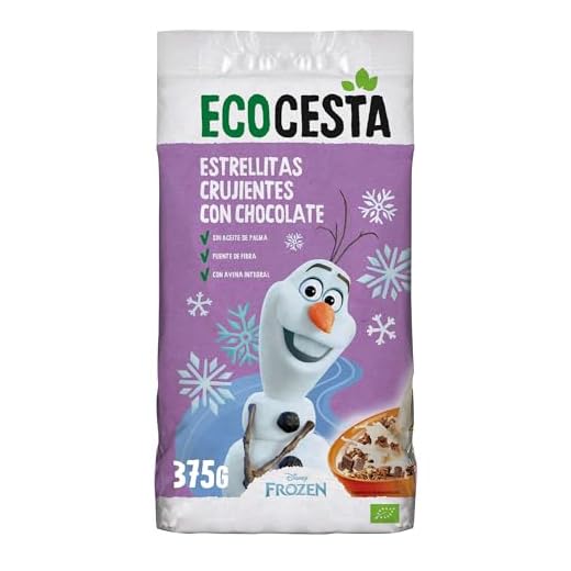 Ecocesta - Estrellitas Crujientes Ecológicas con Chocolate - 375 g - Alto Contenido en Fibra e Hidratos de Carbono - Sin Aceite de Palma - Ideal como Desayuno o Tentempié