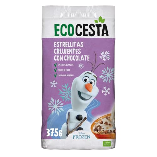 Ecocesta - Estrellitas Crujientes Ecológicas con Chocolate - 375 g - Alto Contenido en Fibra e Hidratos de Carbono - Sin Aceite de Palma - Ideal como Desayuno o Tentempié