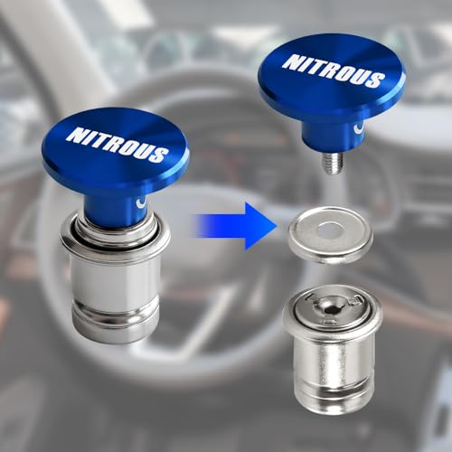Image of NITROUS Button Car Cigarette Lighter Plug, Car Cigarette Lighter Replacement, Aluminum Alloy Push Button Lighter Plug, Standard 12V Fast Heating Power Socket for Auto
