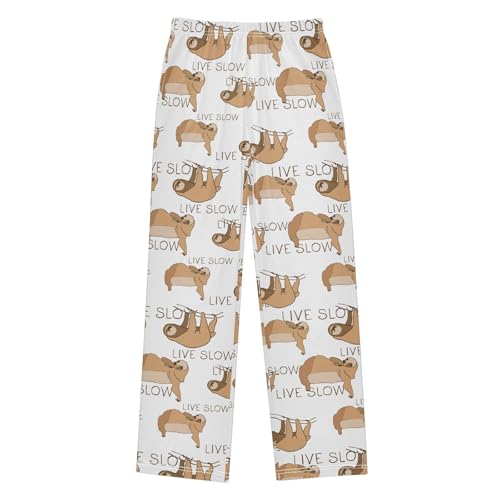 ZZXXB Sloth Lives Slow Boys Long Pants Soft Trousers Elastic Waist Kids Lounge Bottoms with Pockets S-XL