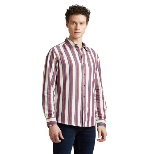 Image of Pepe Jeans Men's Casual Shirt | Striped Shirt for Men| Regular Fit | Vertical Stripes | Full Sleeve | Available in Plus Size