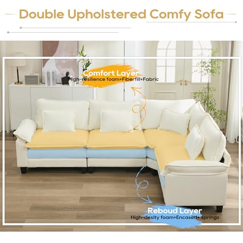 Image of URRED Oversized Modular Sectional Sofa,White:116 inch V Shaped
