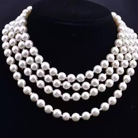 Long Pearl Necklaces for Women Cream White Faux Pearl Strand Layered Necklace Costume Jewelry - Image 2