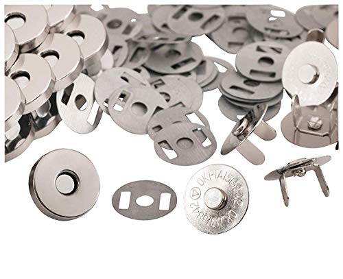 Image of DIY Crafts Pack of 10 Sets, Pack Magnetic Clasps, Snaps, Fasteners, Button Replacement Kit, Perfect for Purse, Bag, Clothes, Leather, Silver, Diameter Purse Dress (Pack of 10 Sets)