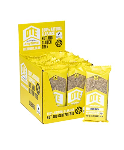 OTE Anytime Bars – Barres énergétiques pour le cyclisme – Barres nutritionnelles pour le cyclisme – Snacks sans noix pour la course à pied – Barres d'endurance Flapjack – Boîte de 16 x 62 g (Citron)