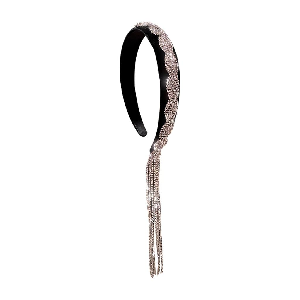 Bandeau à franges haut de gamme avec strass, couvre-chef vintage d'exception