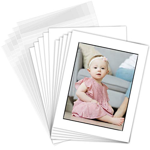 Golden State Art, Acid Free, Pack of 25 11x14 White Mats Mattes with Black Core Bevel Cut for 8x10 Photo + Backing + Bags
