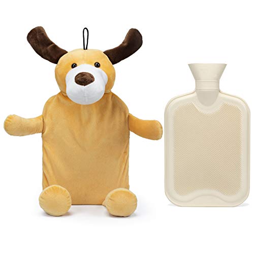 Peterpan Rubber Hot Water Bottles Set, Gifts For The Whole Family - Included: 1 Puppy Hot Water Bottle With Cover, 1 Long Rubber Hot Water Bottle With Knit Cover #TOP9
