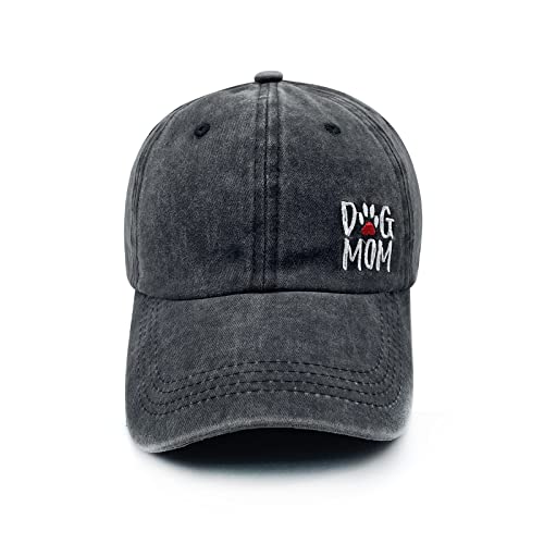 Waldeal Dog Mom Gifts For Women Wife Daughter, Dog Mom Hat Washed Distressed Baseball Cap Black #TOP5