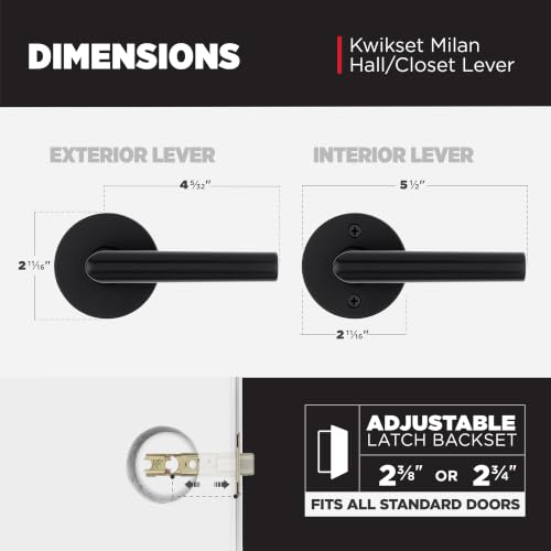 Kwikset Milan Passage Door Handle for Hallway and Closet Doors, Matte Black - image 3