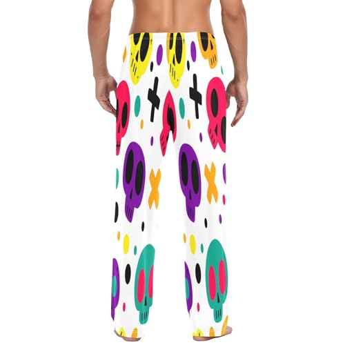 Qilmy Game Style Skulls Men's Cotton Pajama Pants, Lightweight Lounge Sleepwear with Drawstring and Pocket3