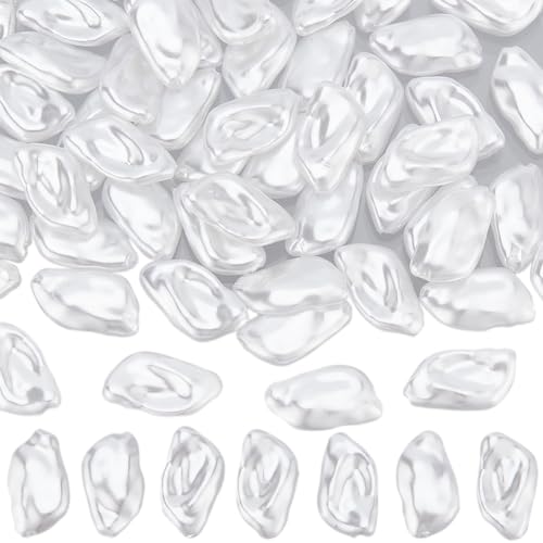 SUNNYCLUE 1 Box About 60Pcs Plastic Pearl Bead Bulk Imitation Pearl Beads Snow White Irregular Baroque Loose Pearls Charms for jewellery Making Beads Assortments DIY Crafts Necklace Bracelet Earring