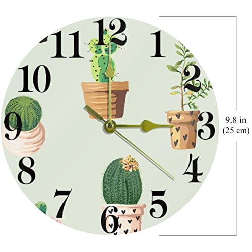 Horloge murale quartz silencieuse pour stopper le bruit pendule cactus 25cm - 7