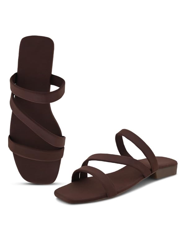 XE Looks Womens Brown Flat Slippers | Strappy Slip-On Design | Soft Cushioned Footbed | Lightweight & Comfortable Slippers For Girls & Womens (B0D5CN5GY6) Amazon Price History, Amazon Price Tracker