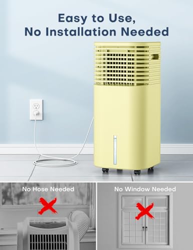 Image of 4-IN-1 Portable Air Conditioners, Evaporative Air Cooler w /4 Modes & 3 Speeds, 15H Timer for Smart Auto-off, 2-Gal Tank for 20H Cooling,17FT Remote,No Hose Needed - Yellow