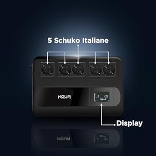 Noua Raiden 800VA UPS a Ciabatta Multipresa, Gruppo di Continuità per PC con Display, Potenza 800VA/480Watt, Tecnologia Line Interactive, AVR, 5 Uscite Schuko