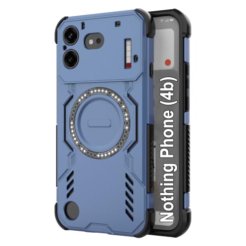 Image of Zapcase Back Case Cover for Nothing Phone (4b) | Magnetic Case with Built-in Metal Ring | Supports MagSafe Charger, Wallet & Car Mount | Shockproof Hybrid PC + TPU | Blue