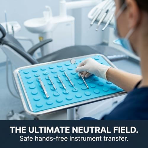 Image of Magnetic Mat for Instruments and Tools, 12 x 15 inches, Blue, Raised Round Magnets, Flexible, Non-Slip, Reusable and Autoclavable - 2X Magnetic Strength
