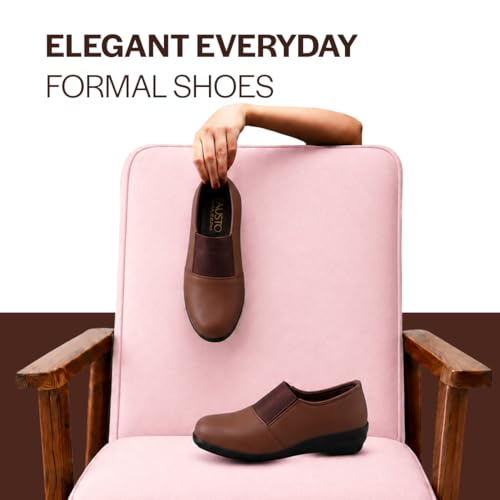 Image of FAUSTO Women Classic Formal Slip On Shoes | Platform Heel Shoe for Office Meeting Events | Easy Pull On Shoes with All Day Comfort