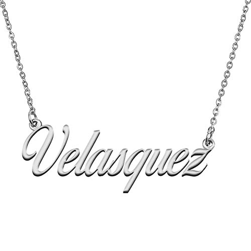 GR859C Custom 18K Gold Plated Necklace with Name Velasquez for Women