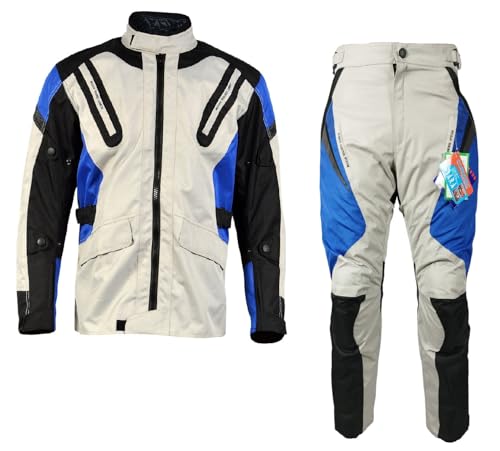 WinNet Tuta Completo da Moto in Cordura Giacca e Pantalone con Protezioni Omologate C.E. impermeabile anti acqua pioggia e freddo 4 stagioni invernale ma sfoderabile in primavera ed estate (L)