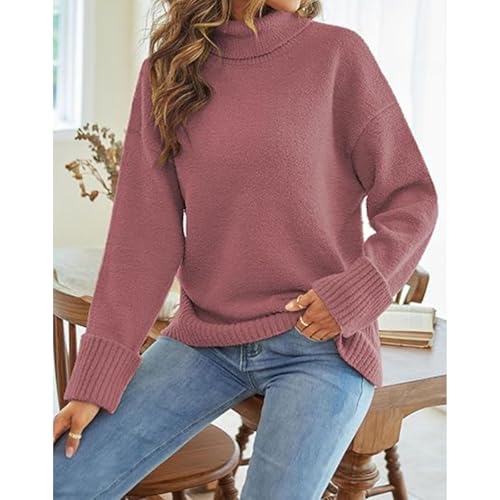 Fall Sweaters for Women 2024 Oversized Turtleneck Pullovers Fuzzy Knit Sweater Tops Loose Warm Tops Trendy Outfits2