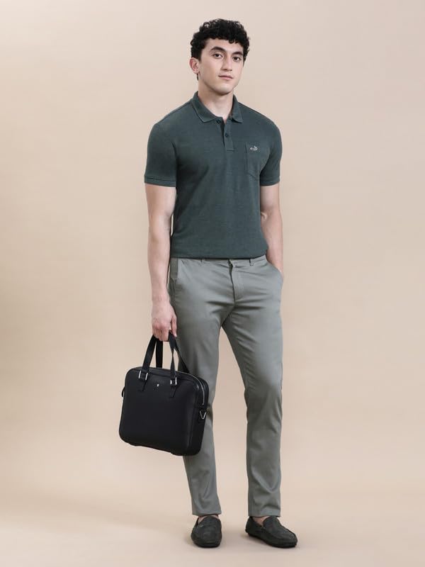 Image of CROCODILE Men's Solid Casual Wear T-Shirt | Polo Neck | Half Sleeves | Pull On | Regular
