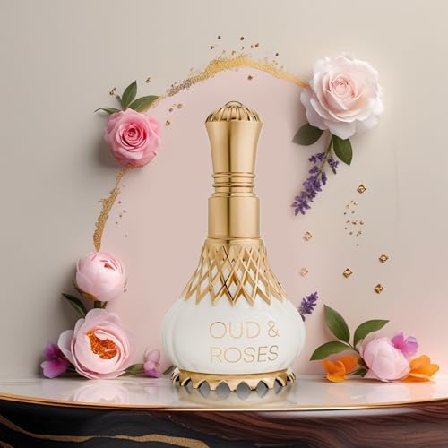 Image of Al-Nuaim Oud & Roses Attar Roll On For Men & Women - 9.9ml | Exquisite Alcohol-Free Aromatic Fragrance Oil for Lasting Elegance and Charm
