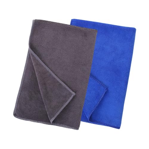 Vroxdrez® Panni In Bambù E Cotone, 2 Pezzi, Panni Per La Pulizia Senza Pelucchi – Assorbenti E Delicati, Perfetti Per Superfici Delicate In Cucina E Bagno, Resistenti Ed Ecologici (Blu e Grigio)