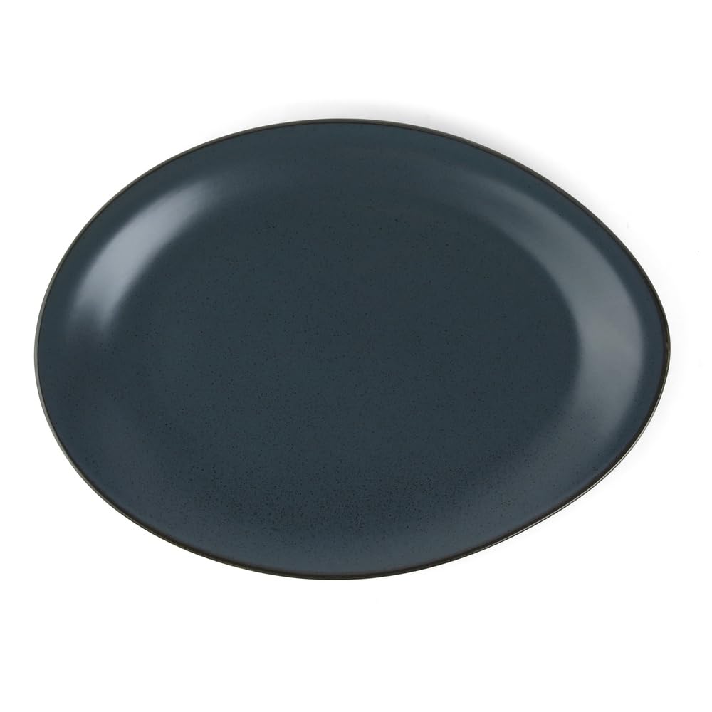 Plateau de service en porcelaine ovale bleu corail plat Holst Porzellan 36x27