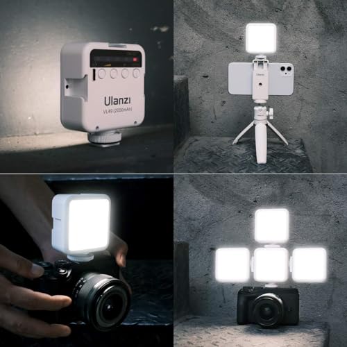 Image of Ulanzi VL49 Mini LED Video Fill Light, 2000mAh Rechargeable Camera Light | CRI95 Adjustable Brightness, Design with 3 Expansion Cold Shoes, White Lighting for Canon Photography Tiktok Live Stream