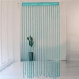 babominimer Tenda a fili con perline, 100 x 200 cm, divisorio in poliestere per porte, armadi e finestre, elegante pannello decorativo da appendere in diversi colori per la privacy e (blu)