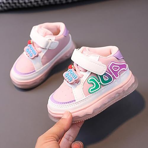 Baby Shoes Infant Boy Girl Children Shoes Sports Shoes Light Shoes Small White Shoes Light Board Canvas Denim Shoes (Pink, 23)2